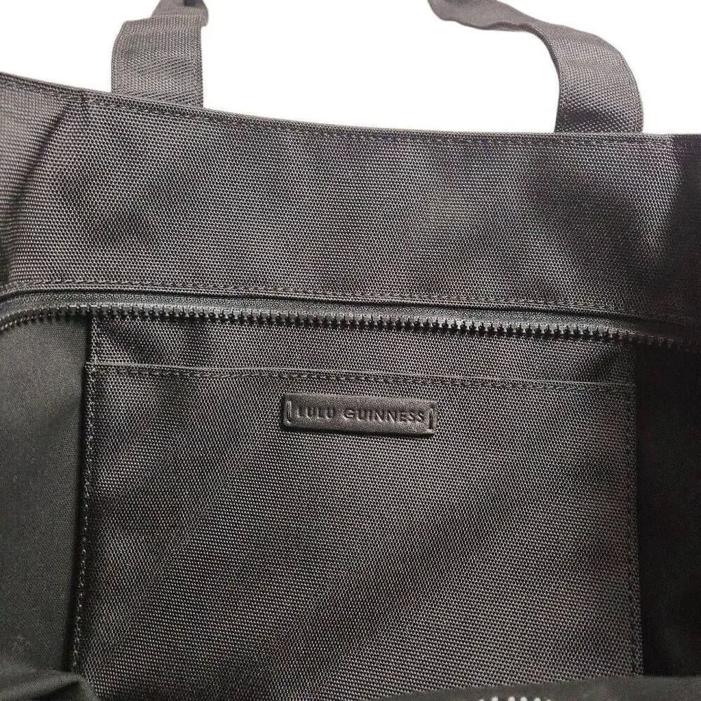 Lulu Guinness Larysa Black Canvass Tote Hand Bag, glasses
